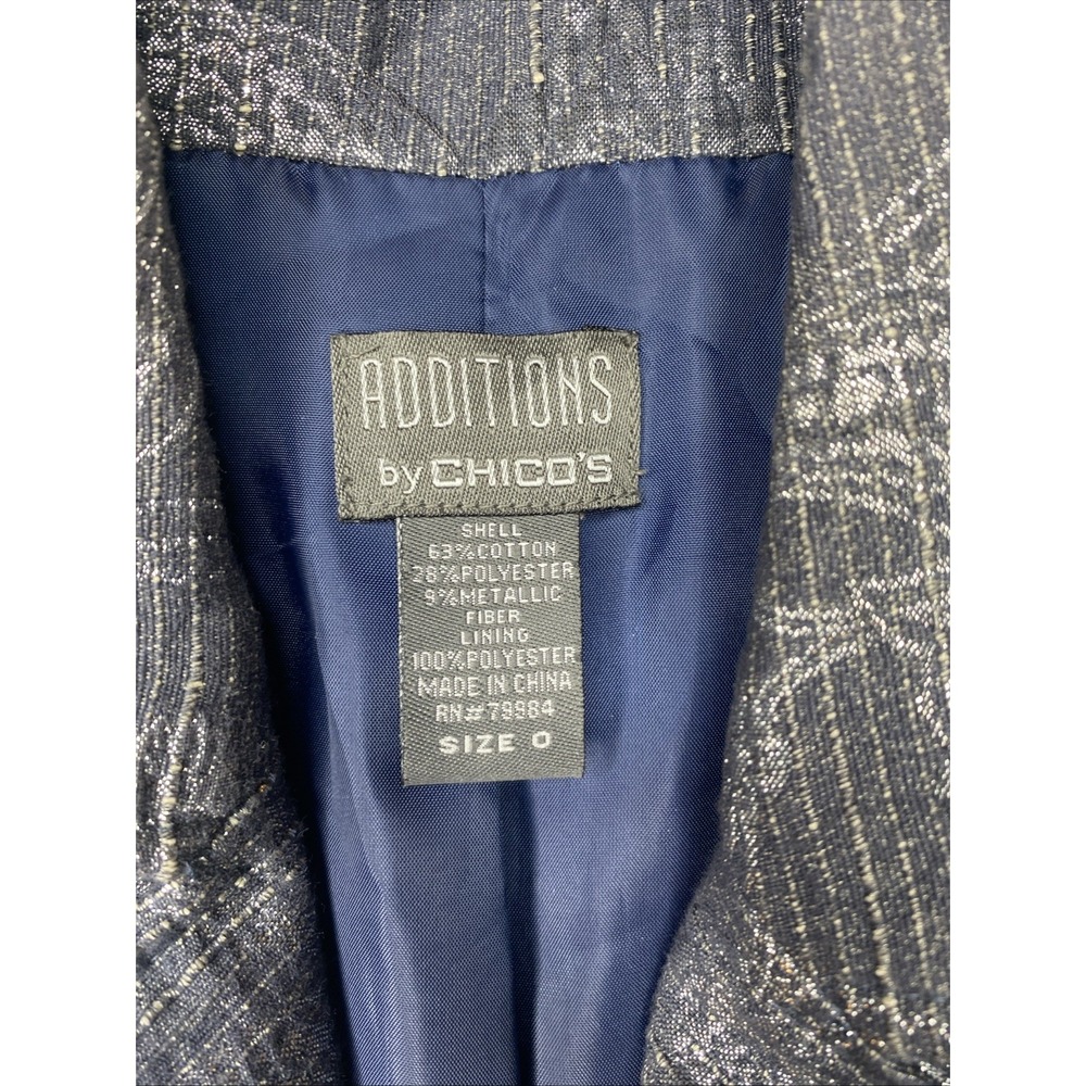 Additions by Chico's Jacket Gray Silver Metallic Floral Blazer Long Size 0 XS - Picture 6 of 10